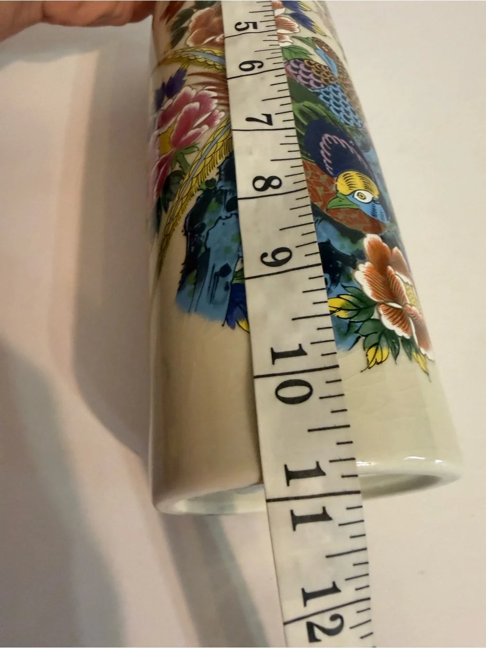 Nagoya Japan National Silver Co. Bird & Flowers, crackled finish, Vintage